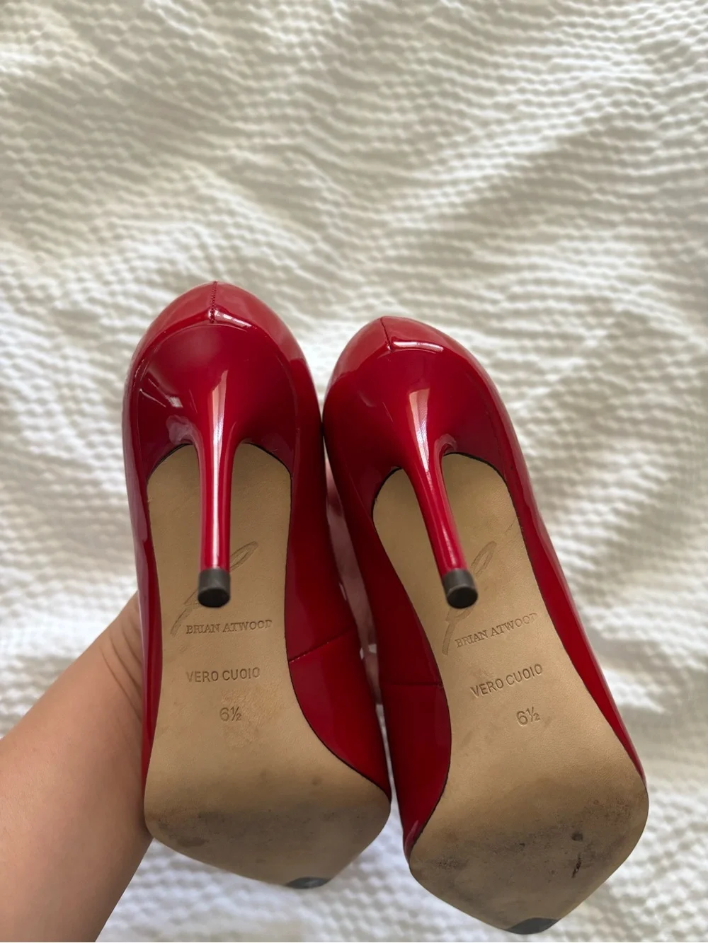 Brian Atwood Patent Red Stiletto pump heels